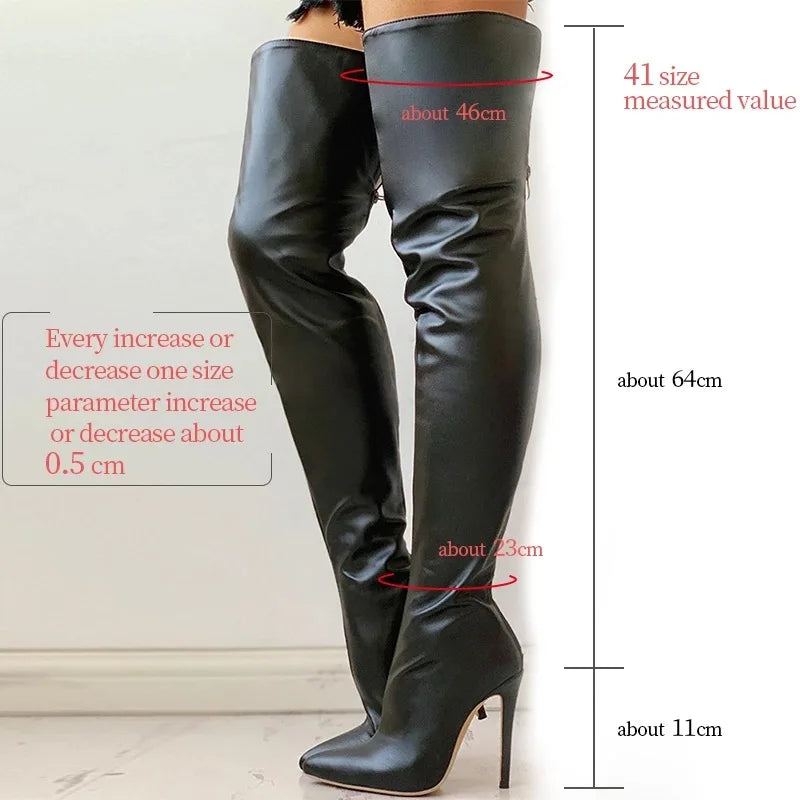 Women's Boots High Heel 11cm Over Knee Boots Large Size 34-43 Back Zipper Fashion Personality Boots